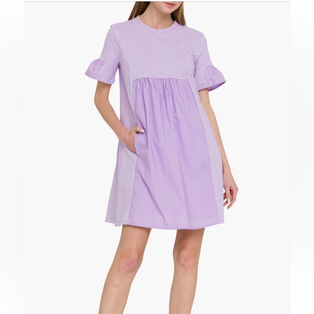 English Factory Lavender Short Sleeve Dress